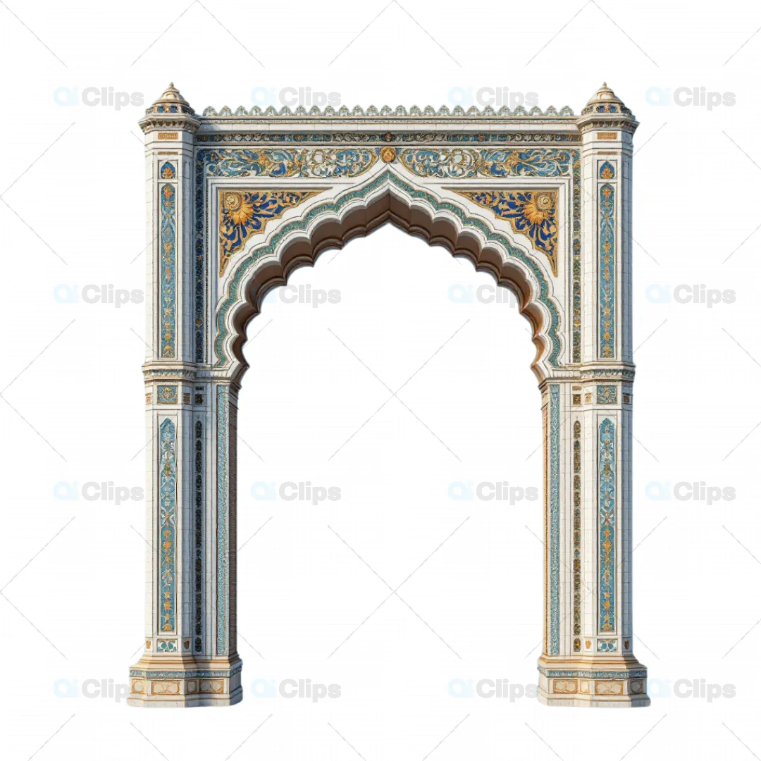 Elegant 3D Arch Model with Traditional Indian Floral Design