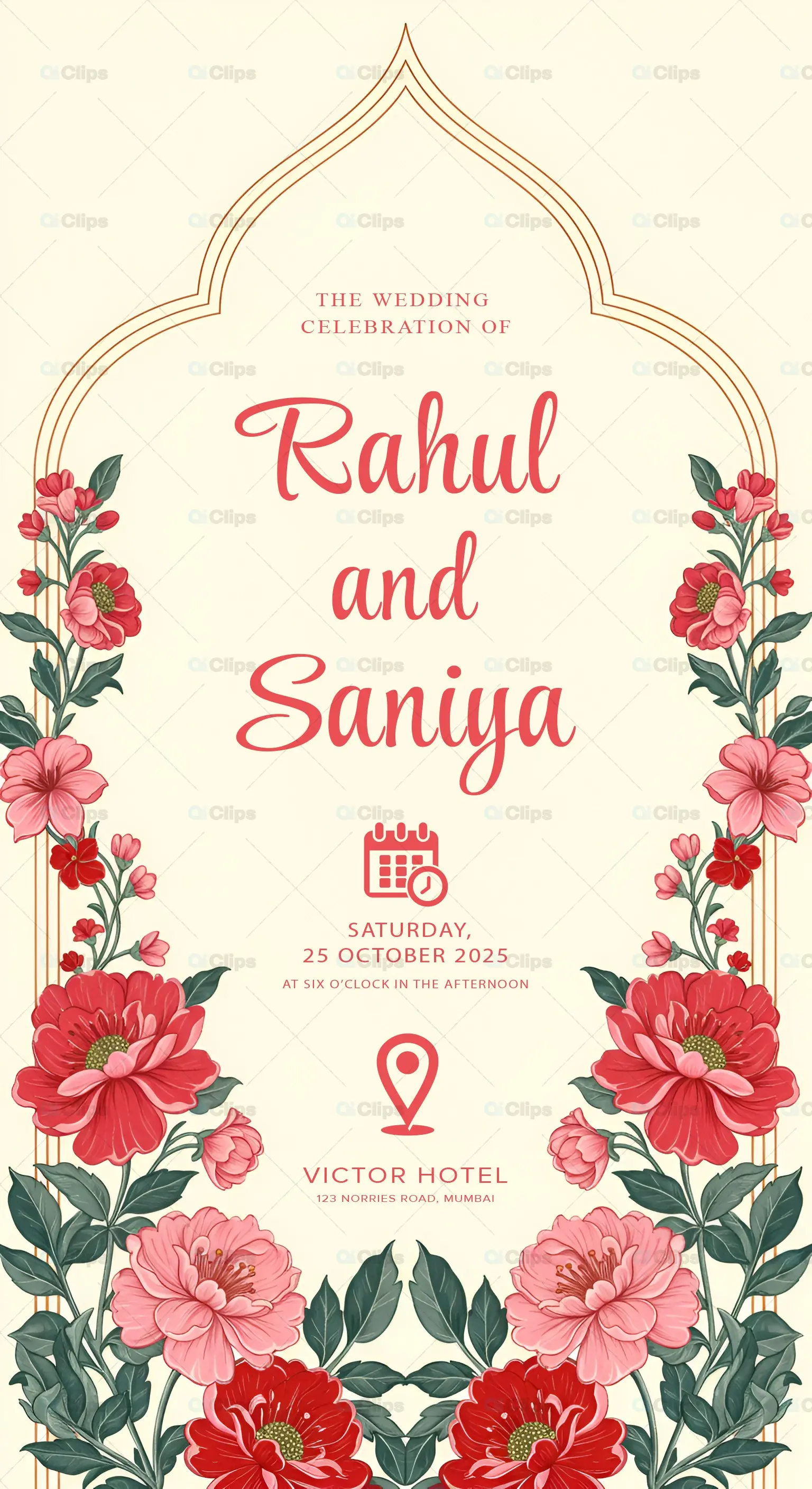 Elegant beautiful Wedding Invitation PSD Template