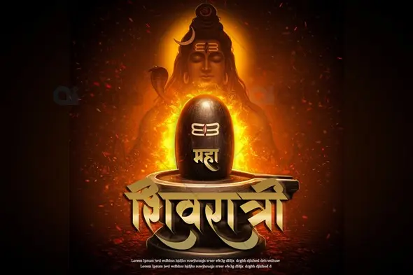 Shiva Lingam with Divine Aura  PSD Template