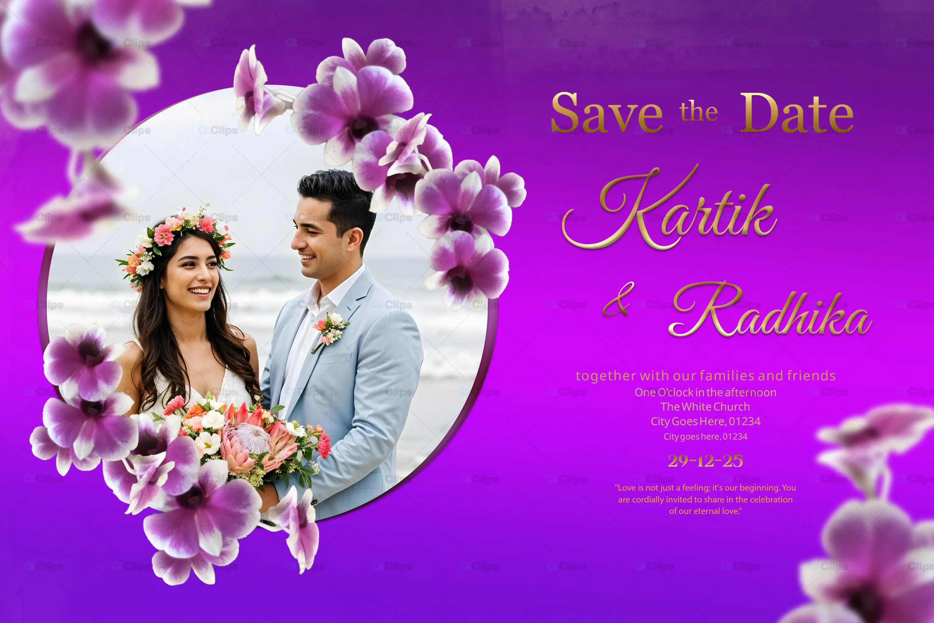 Floral Save the Date Wedding Invitation PSD Template