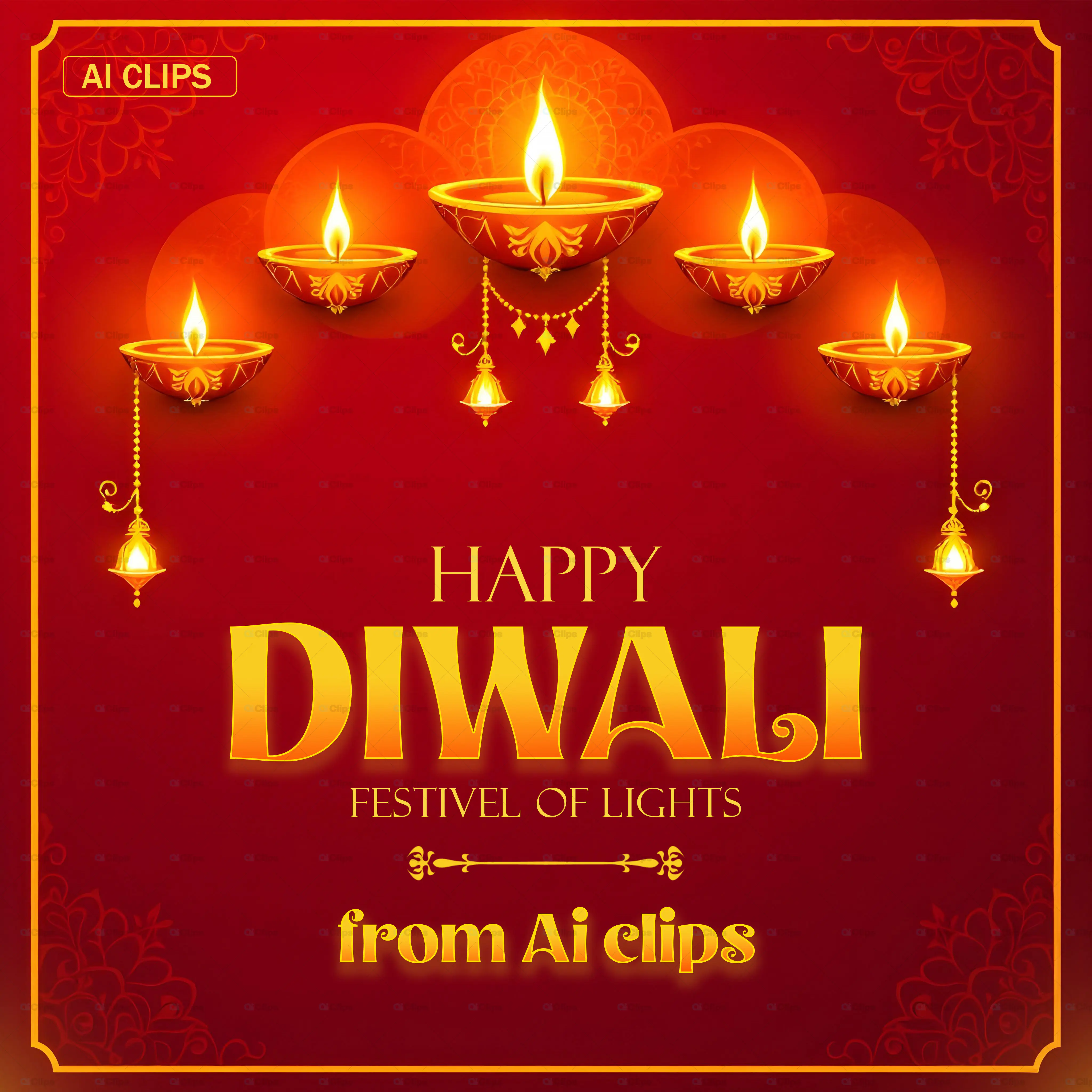 Happy Diwali Greeting Card PSD Template