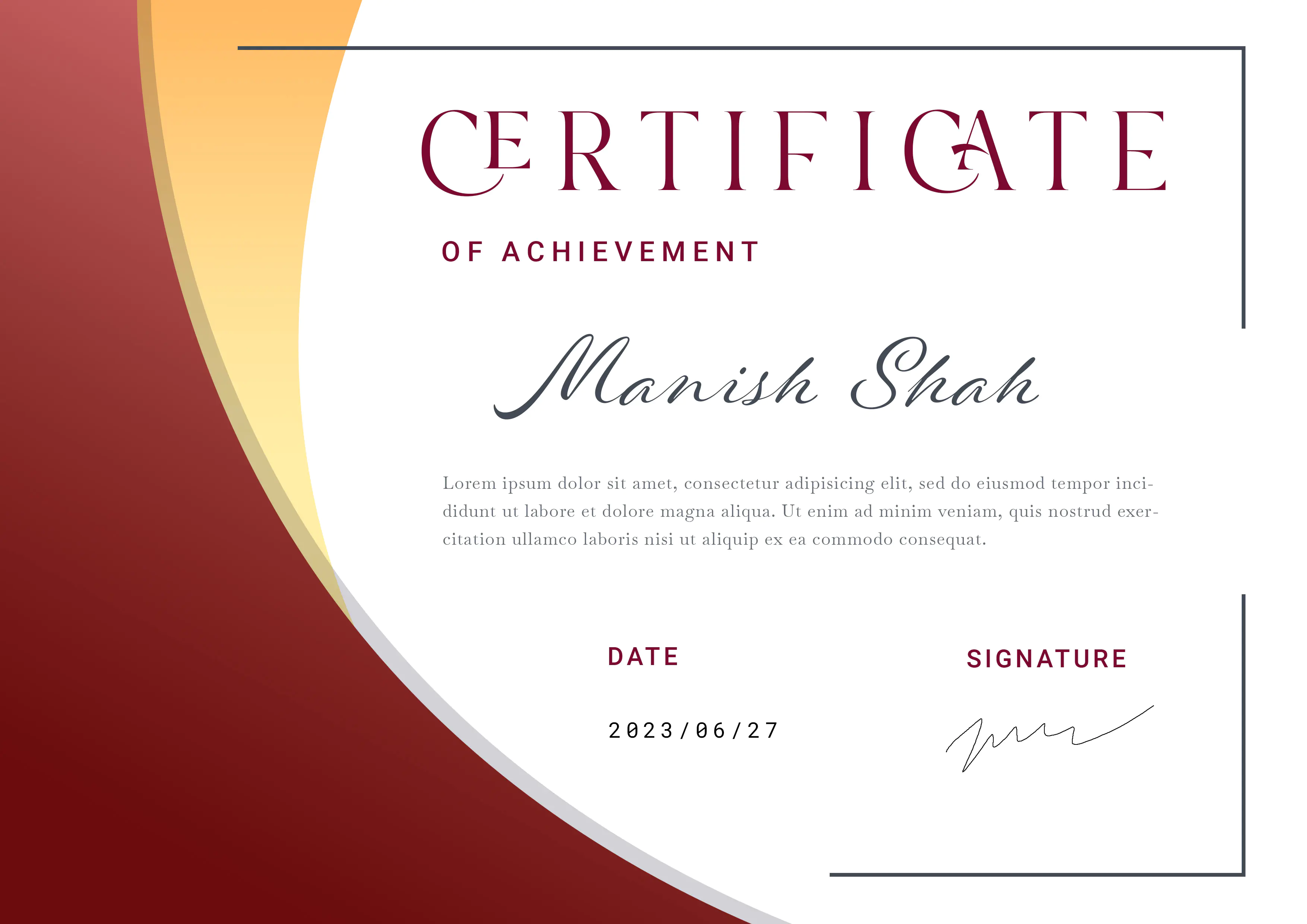 Maroon and Gold Achievement Certificate Template