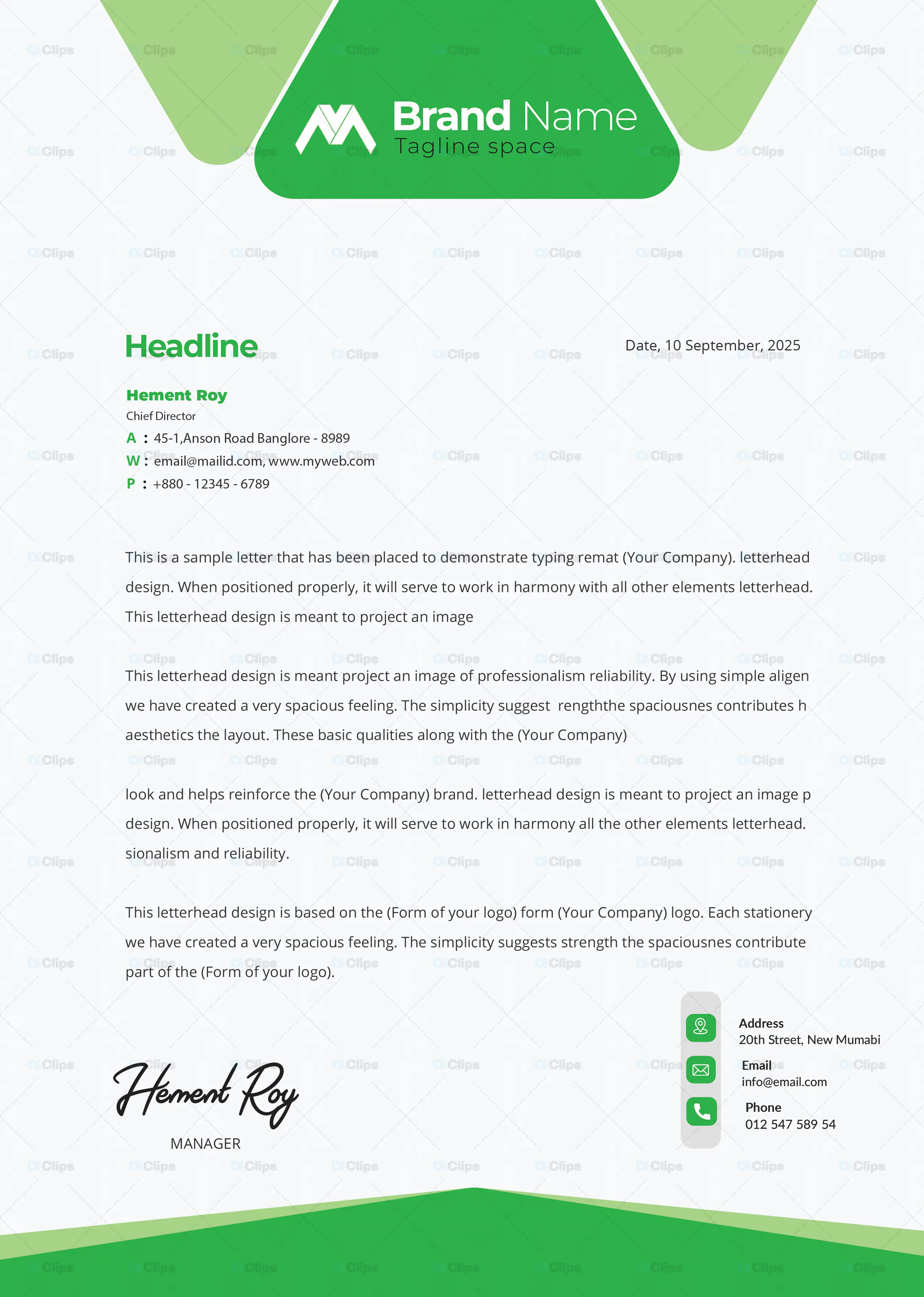 Green Corporate Letterhead PSD Template