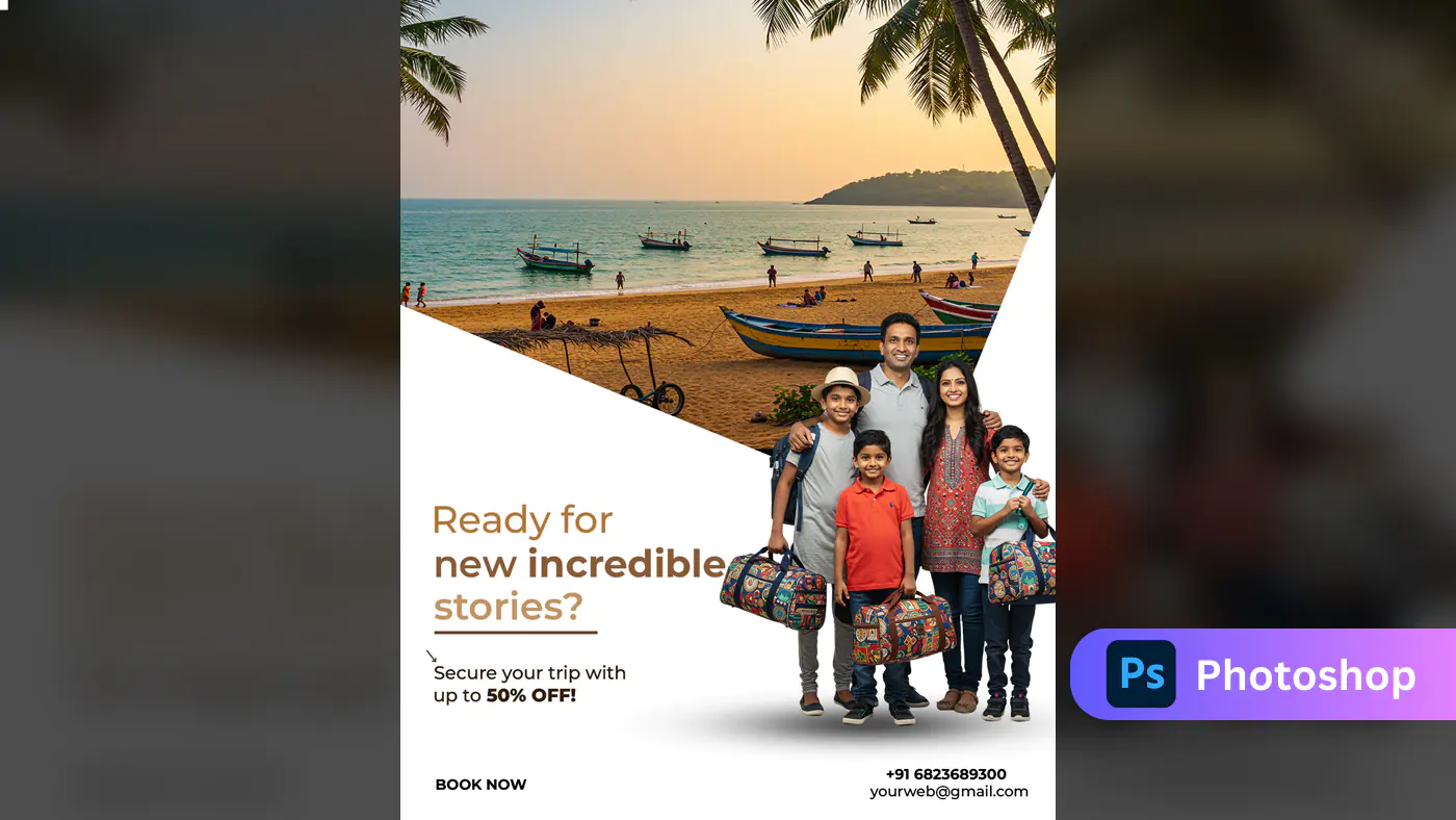 Family Beach Vacation Promo Template