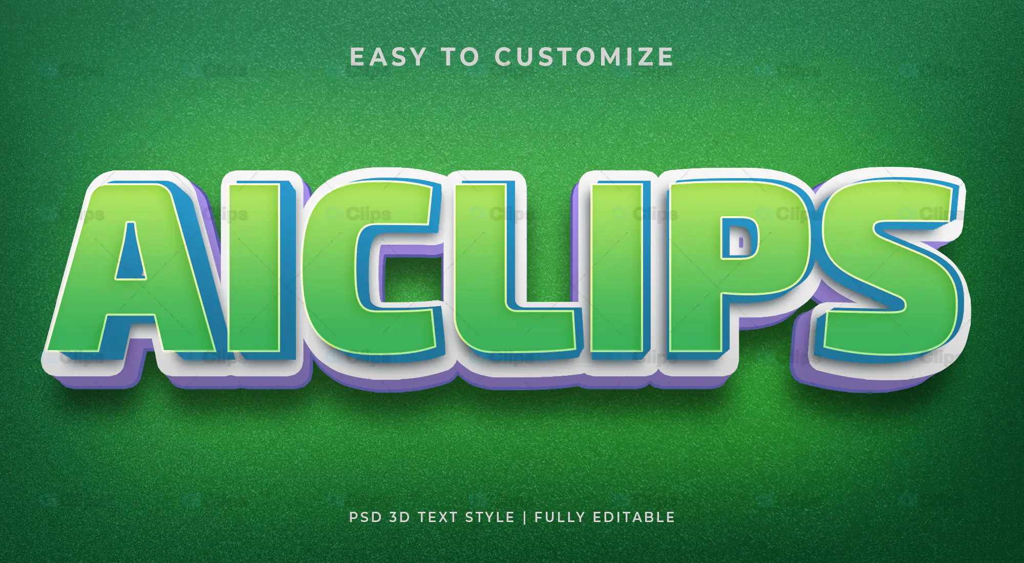 Green 3D Text Effect PSD