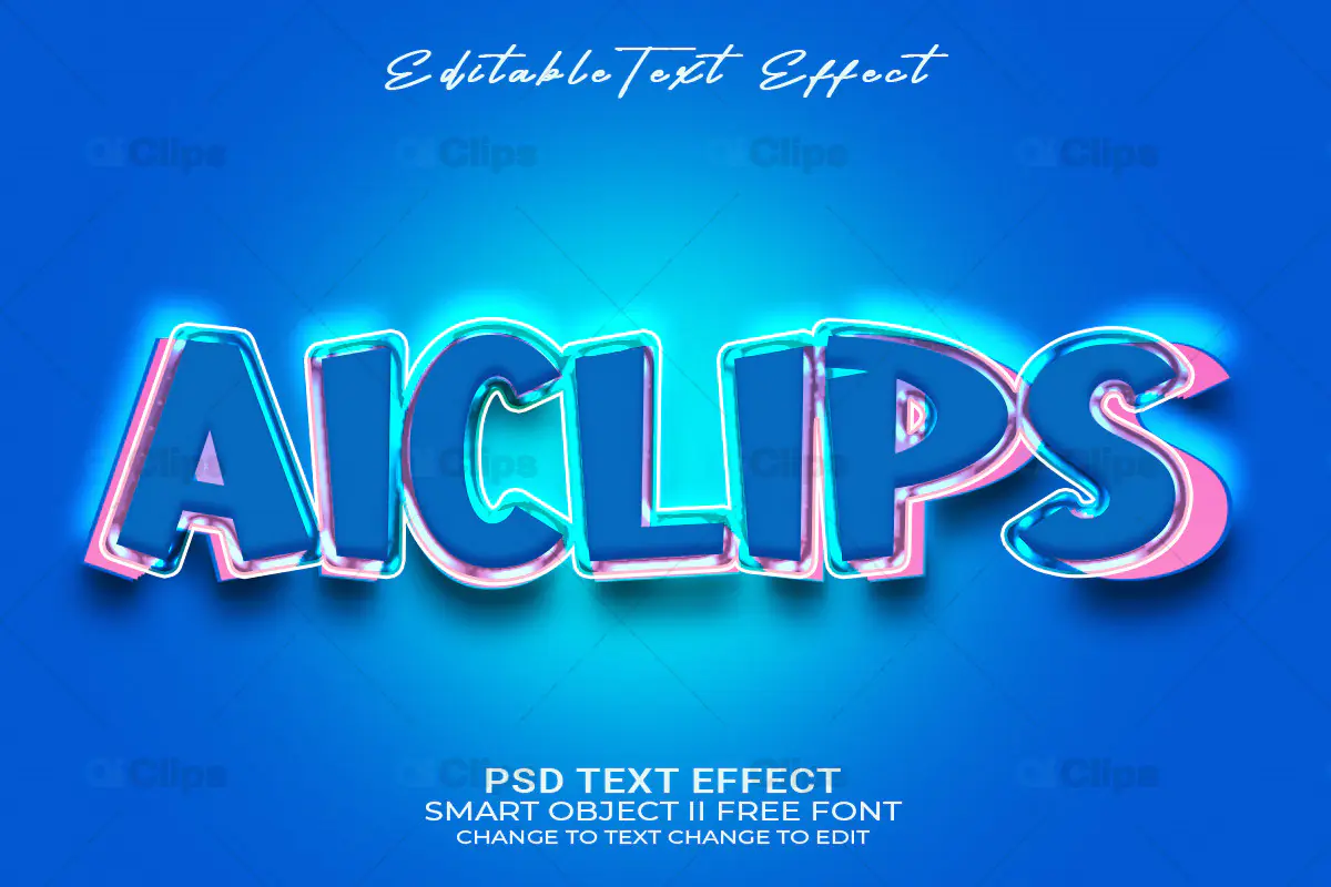 Neon Glow Editable Text Effect PSD