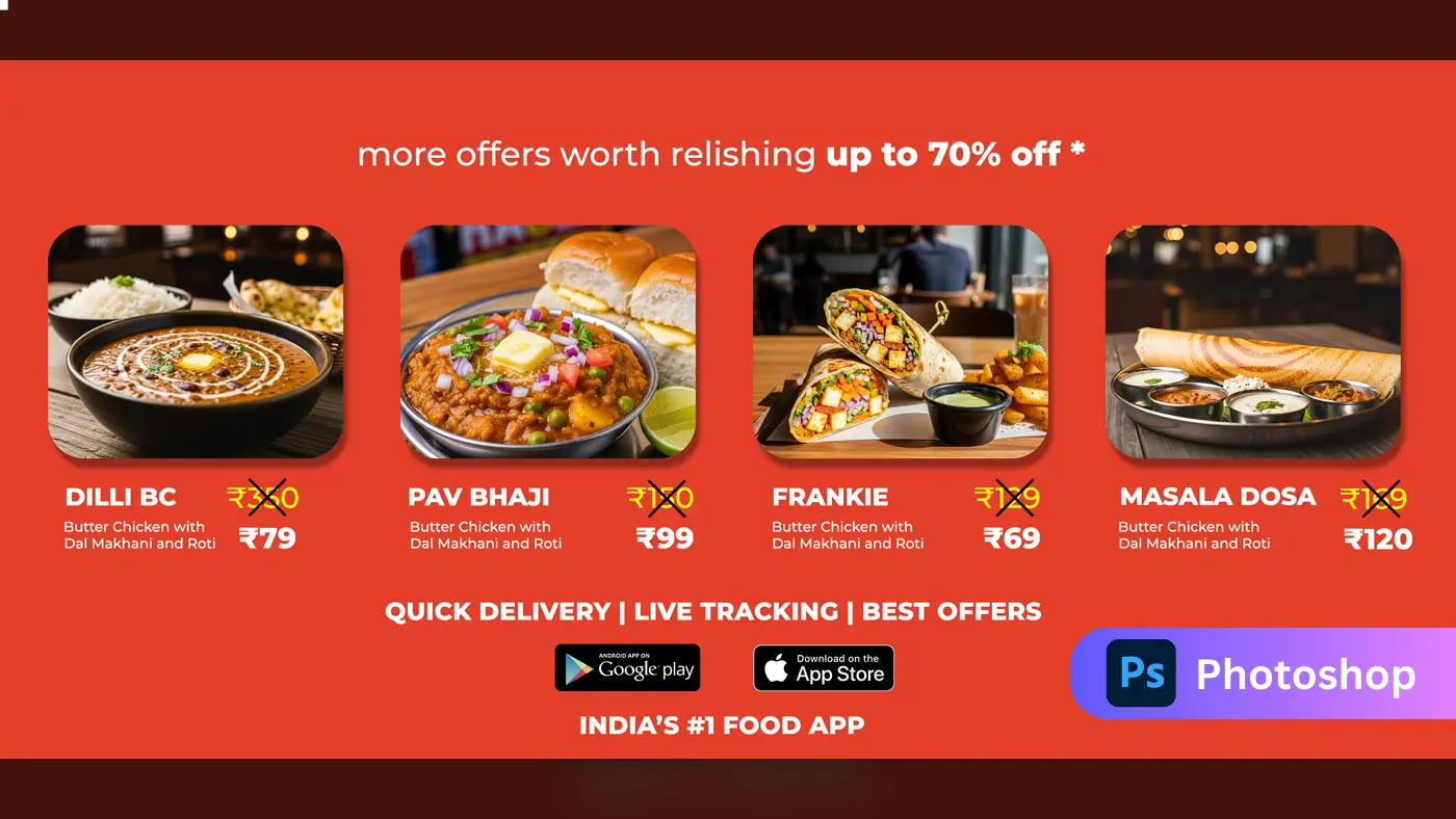 Food Delivery App Discount Banner Template