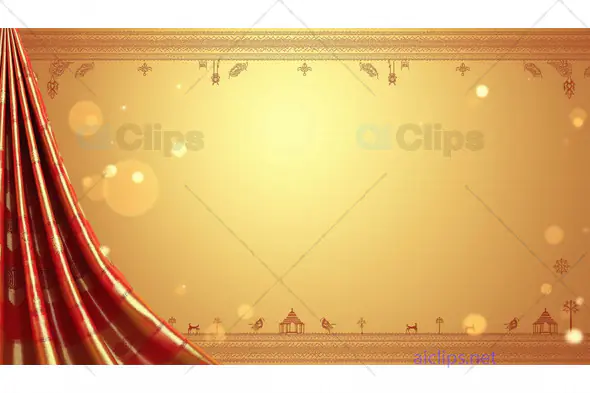 Traditional Indian Wedding Invitation Background with Red Silk Saree