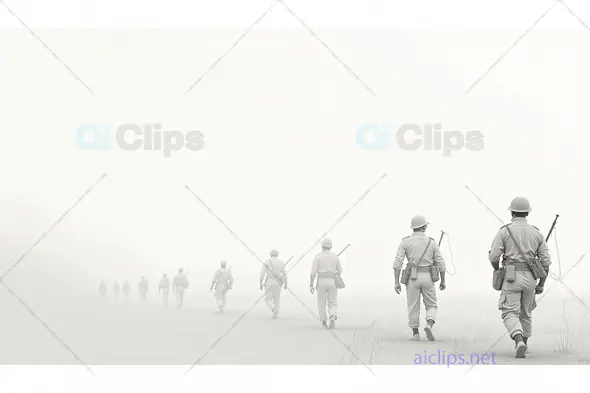 Indian Soldiers Marching in the Mist