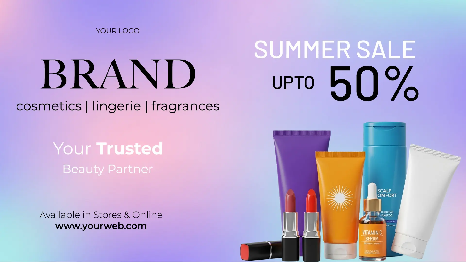 Vibrant Cosmetics Summer Sale Ad Template