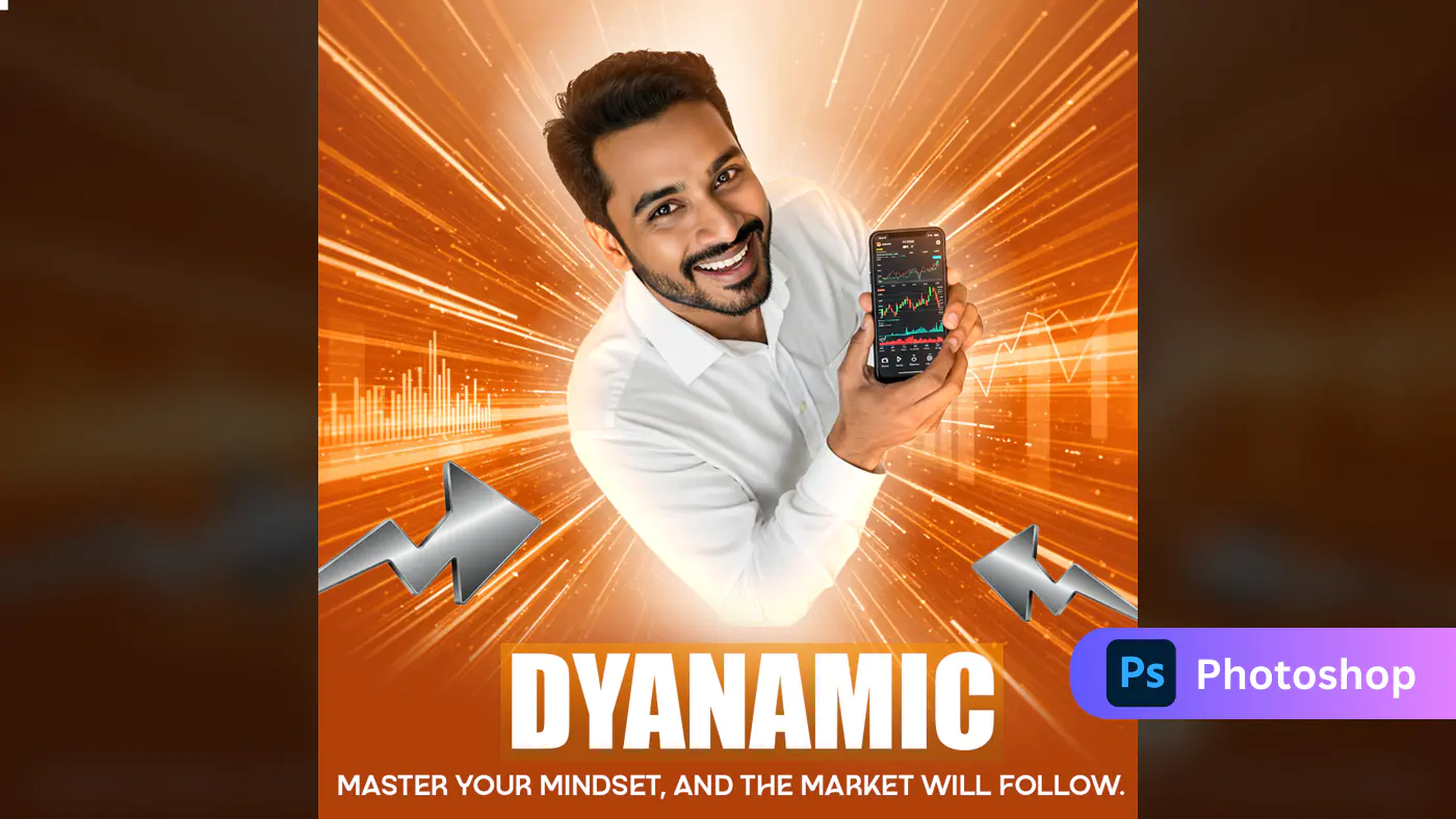 Dynamic Trader Mindset Banner PSD Template