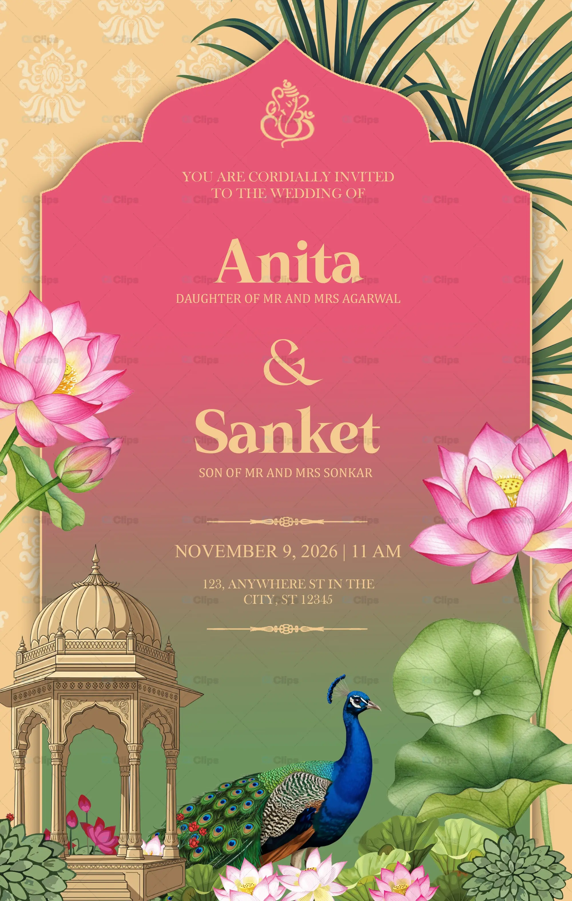 Traditional Indian Wedding Photoshop PSD Template | AIClips