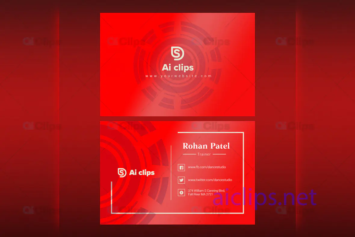 Modern Red Business Card PSD Template