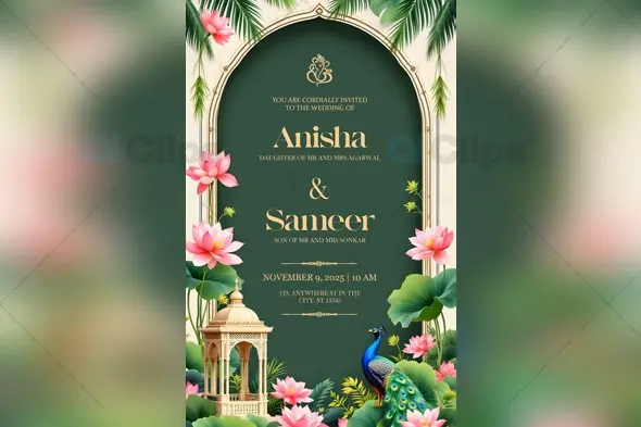 beautiful indian Wedding Invitation PSD Template