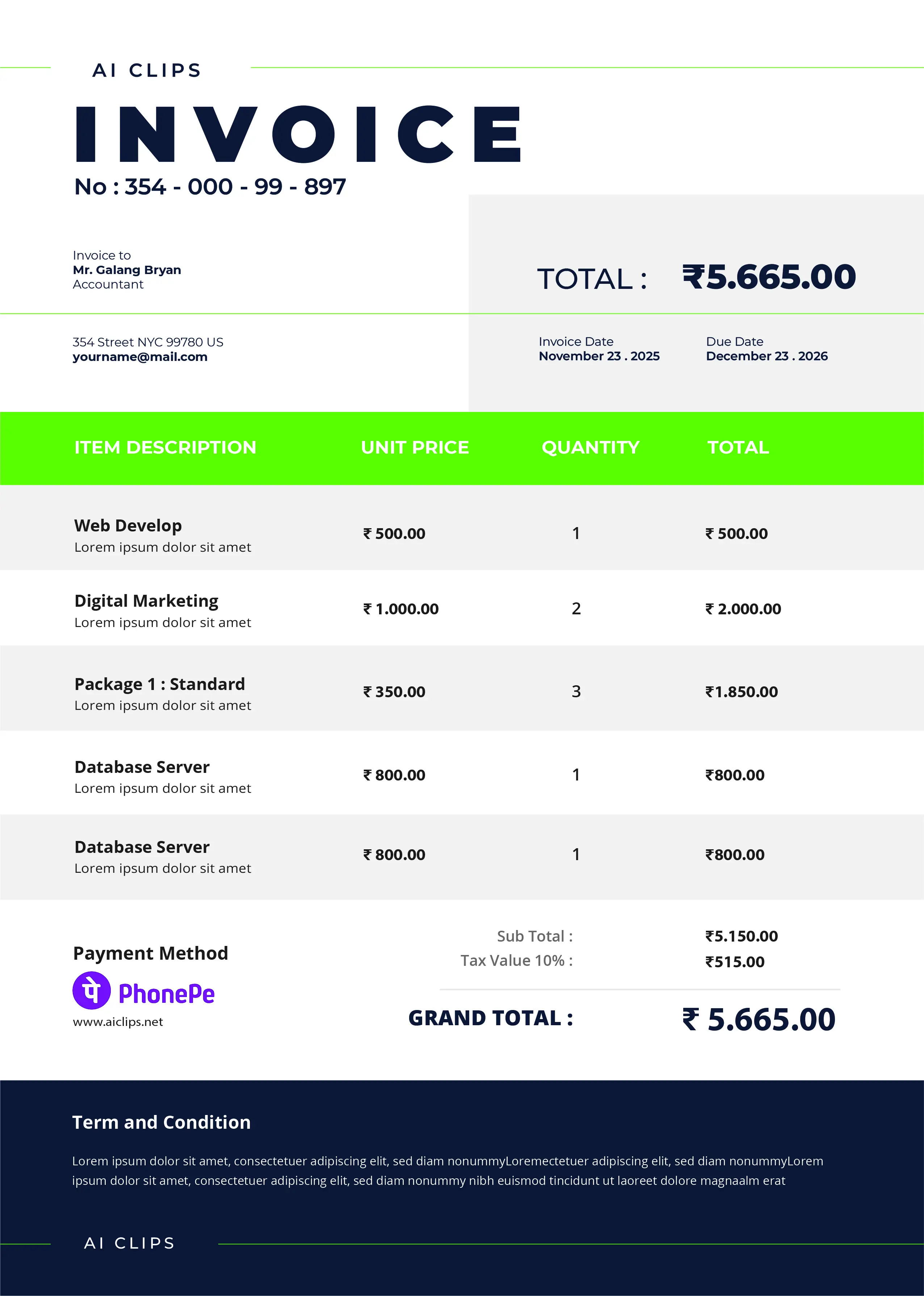 Professional Invoice PSD Template – Clean & Modern Billing Design