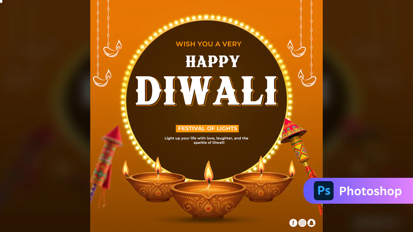 Illuminated Diwali Greeting Template