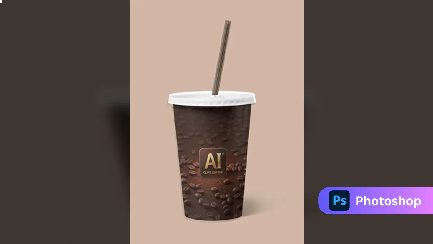 Coffee Takeaway Cup Mockup with Bean Texture