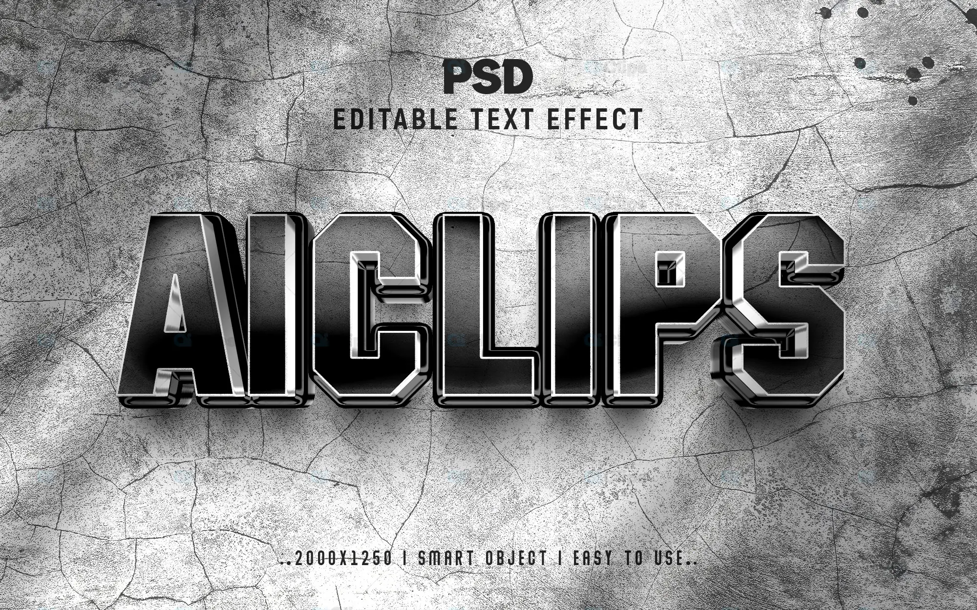 Metallic Cracked Text Effect PSD
