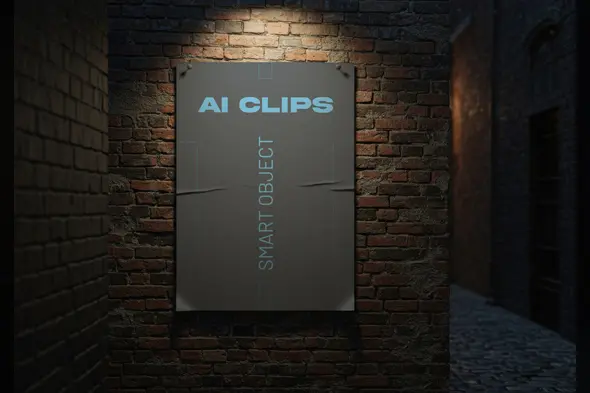 Urban Wall Poster Mockup  Realistic Night Street Display