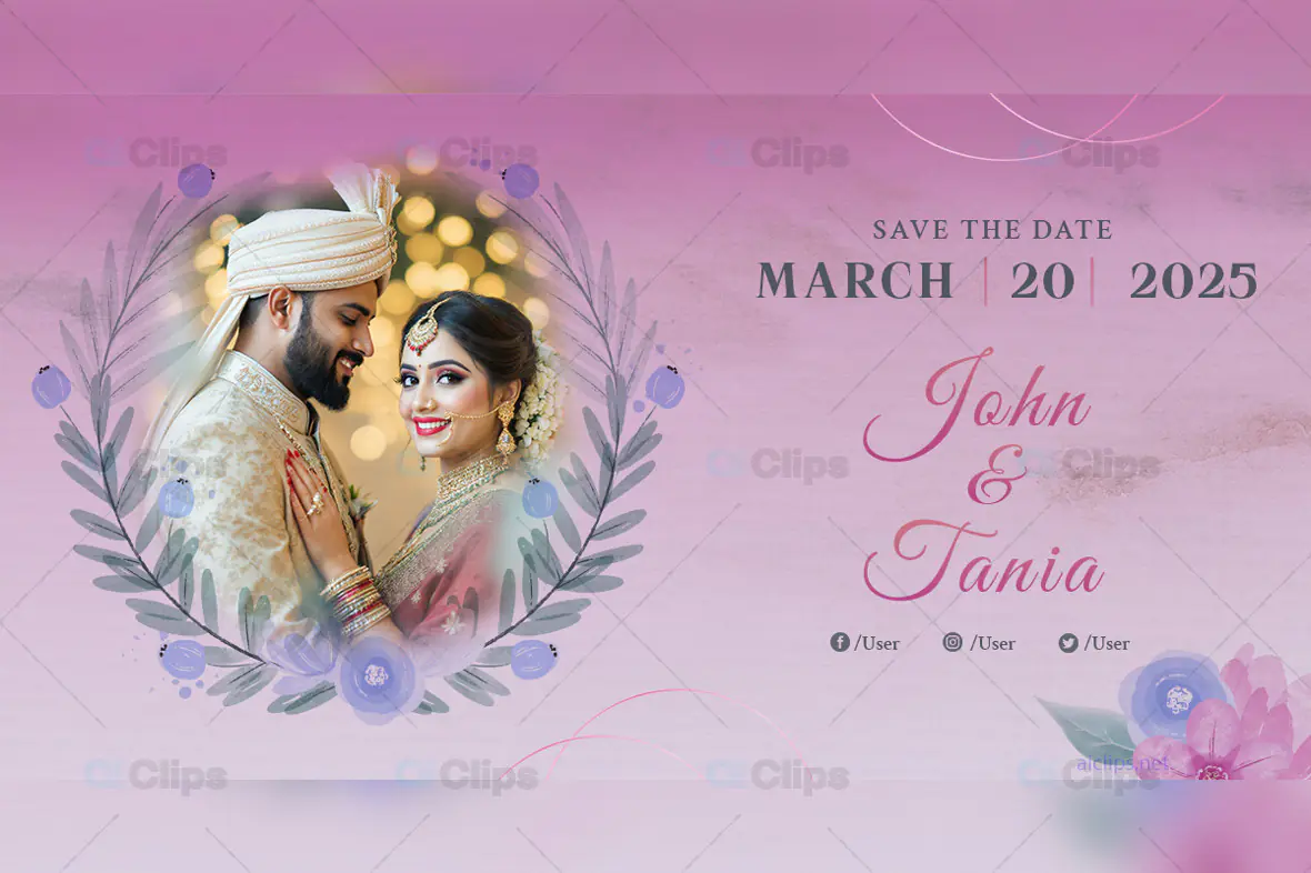 Floral Wedding Save-the-Date PSD Template