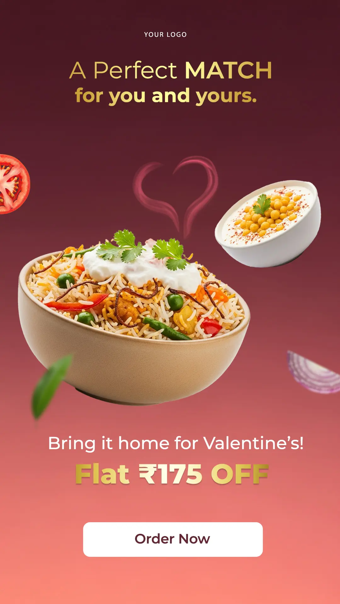 Valentine's Day Food Delivery Promotion Template