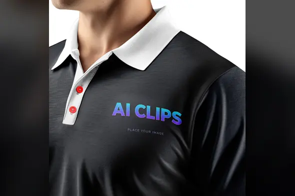 Polo Shirt Mockup Holographic Logo Effect