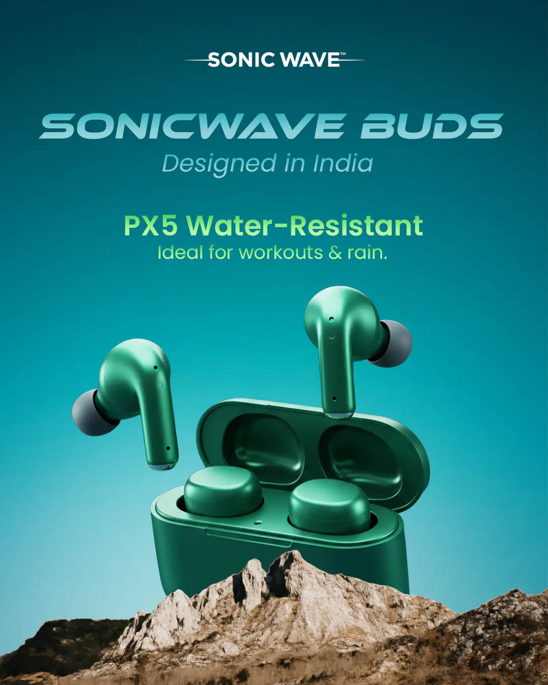 Water-Resistant Earbuds Product Promotion Template