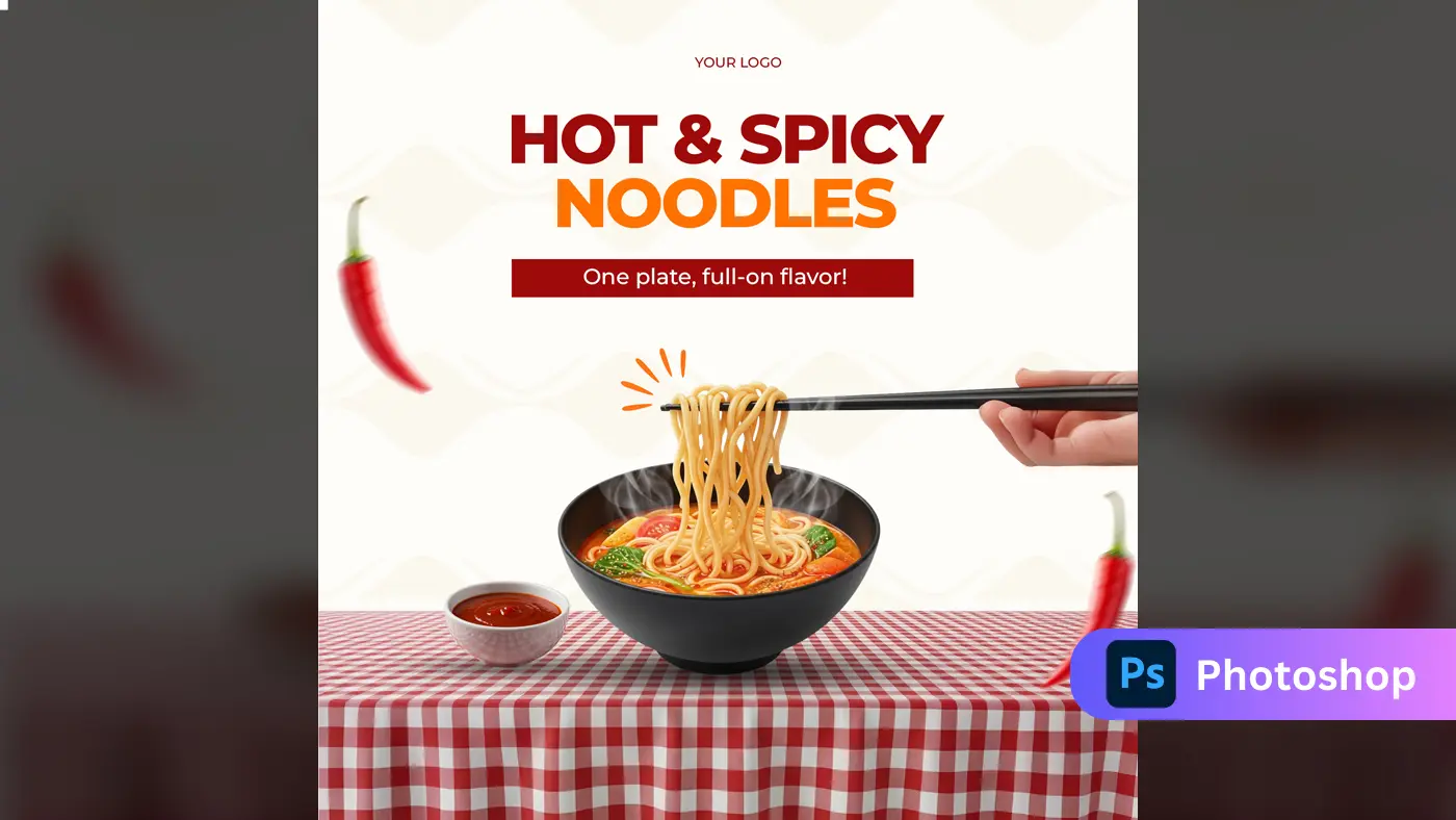 Spicy Noodle Dish Social Media Ad