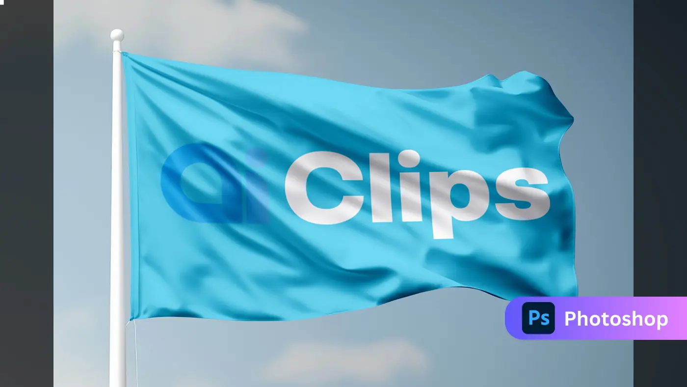Waving Sky Background Flag Branding Mockup