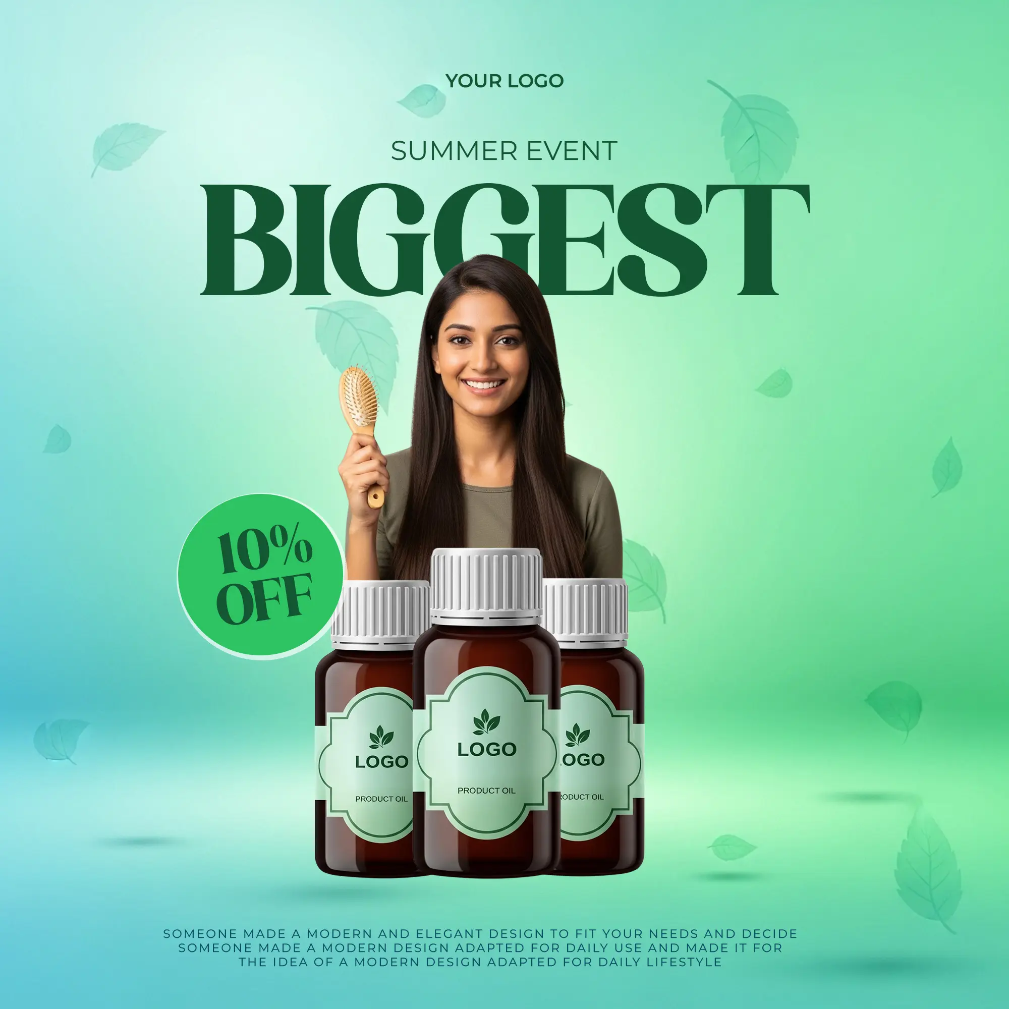 Natural Hair Oil Product Ad Template