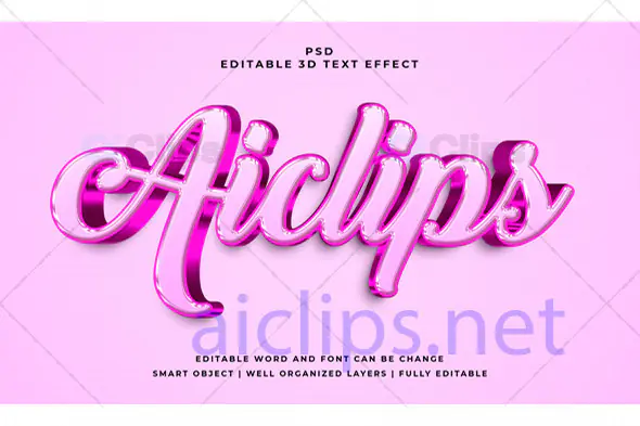 Glossy Pink 3D Text Effects PSD