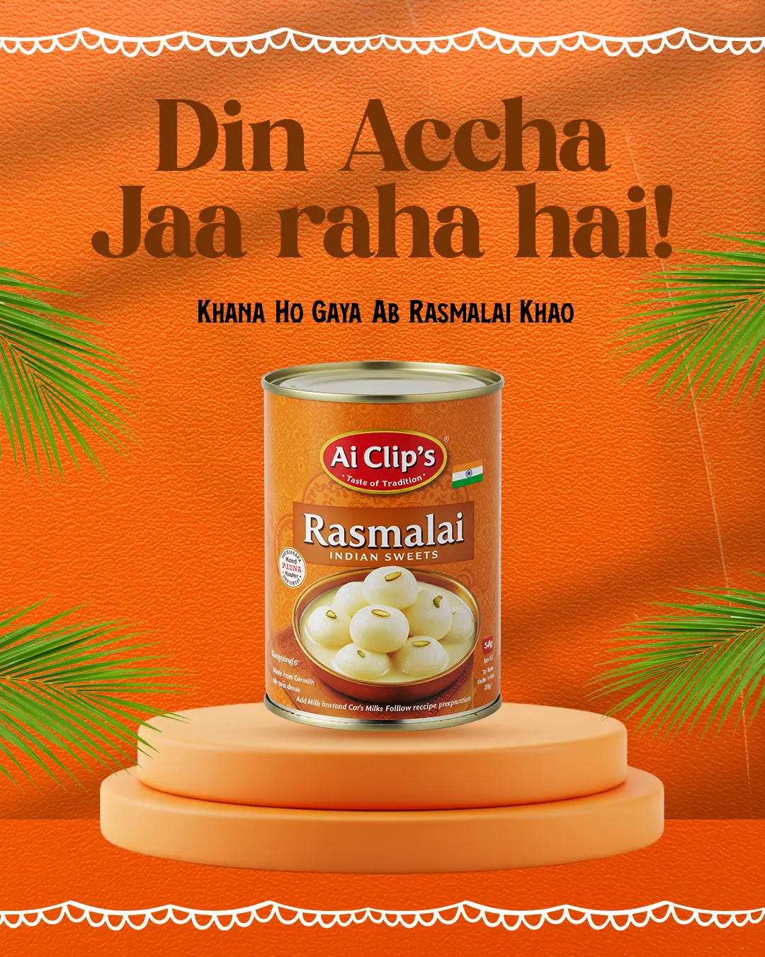 Ai Clips Rasmalai Template Editable Marketing Design for Indian Sweets