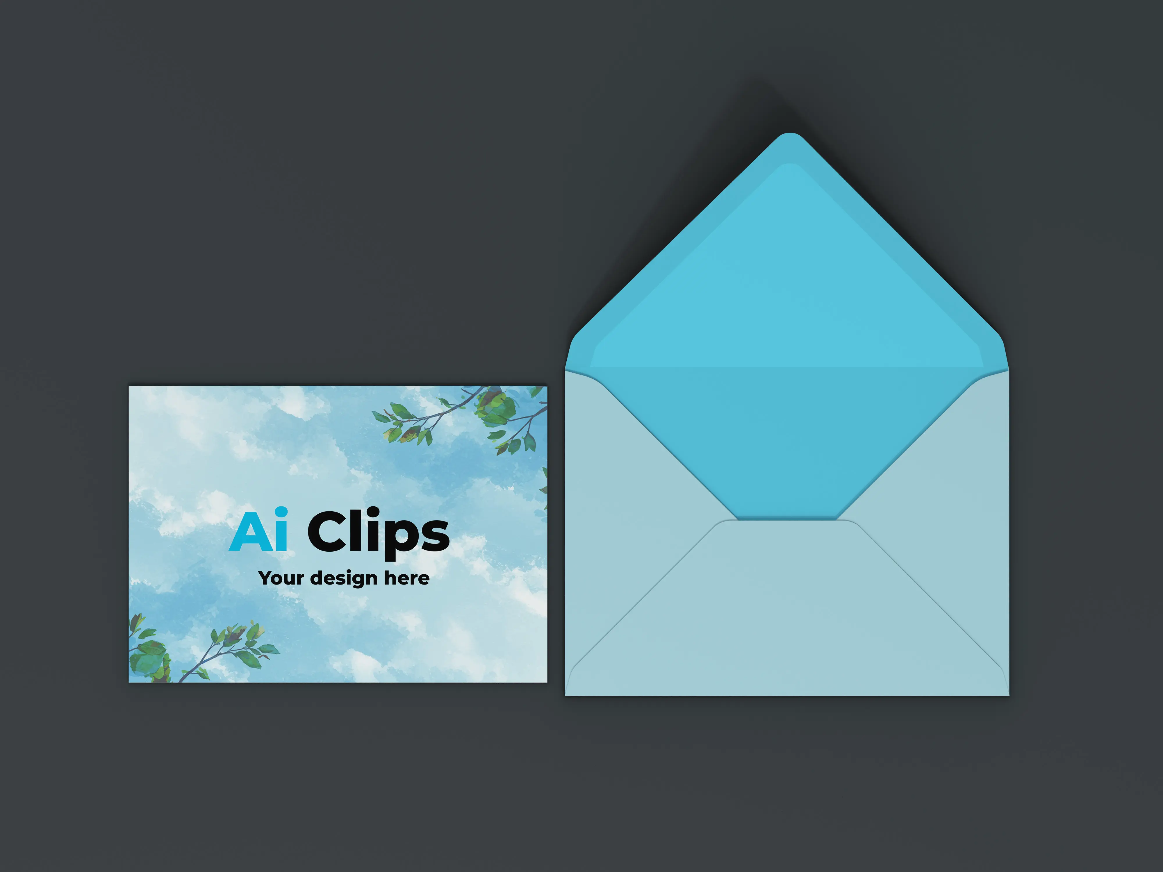 Business Card with Envelope Sky Leaf Theme
