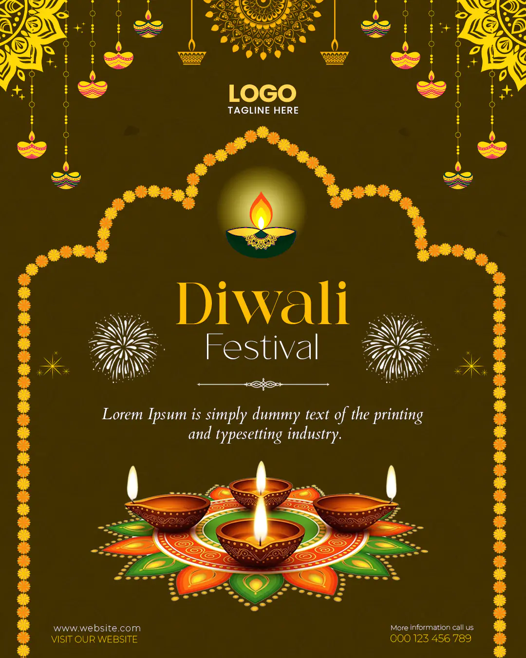 Elegant Diwali Festival Invitation Template