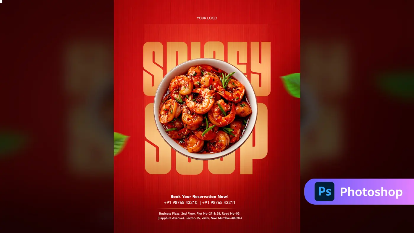 Sizzling Prawns Restaurant Menu Ad Template