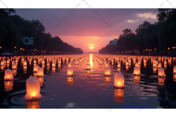 Glowing Floating Lanterns at Twilight