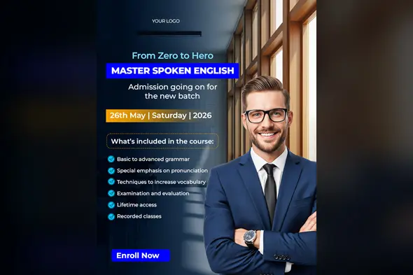 Spoken English Course Social Media Ad Template