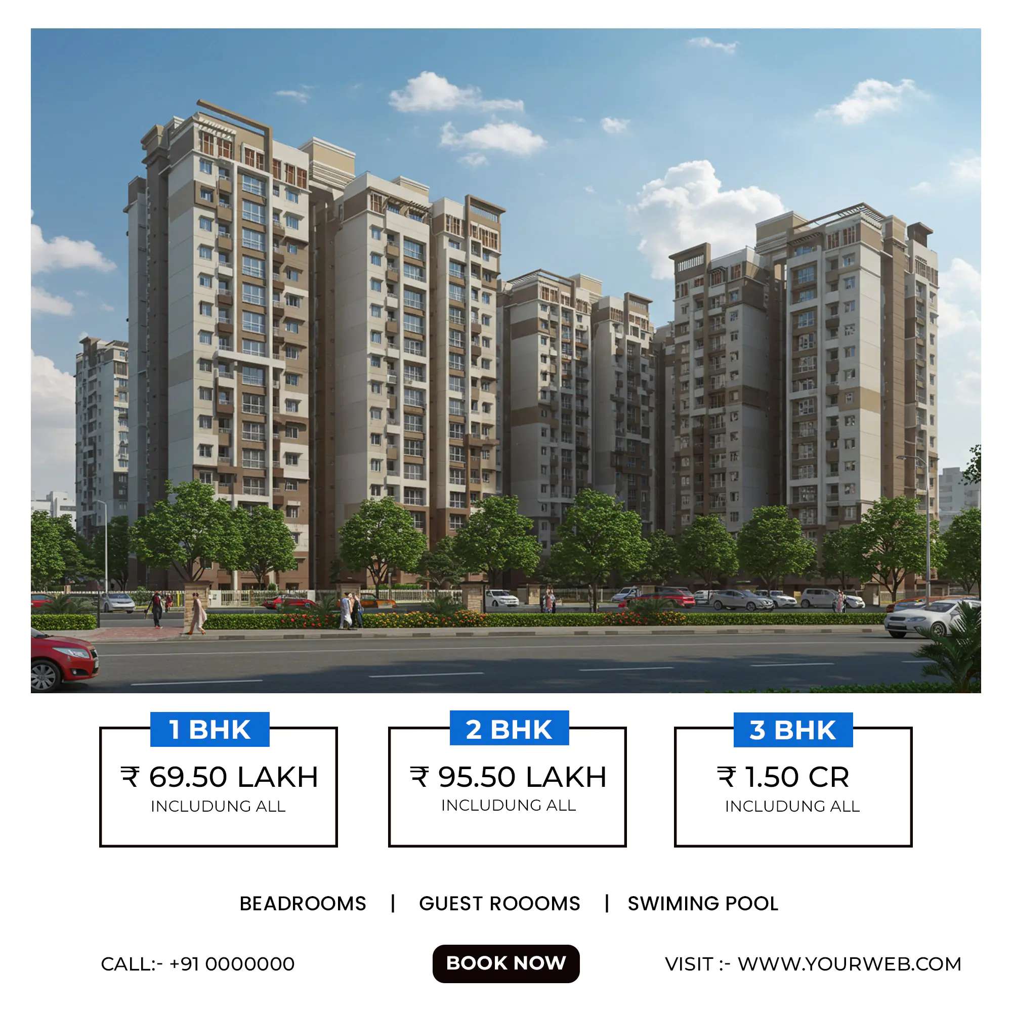 Modern Urban Apartment Complex Advertisement