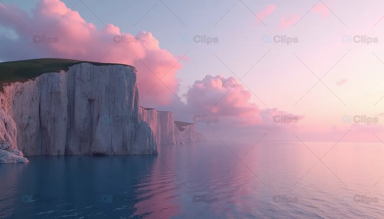 Cliffs at Sunset Overlooking Calm Ocean Waters