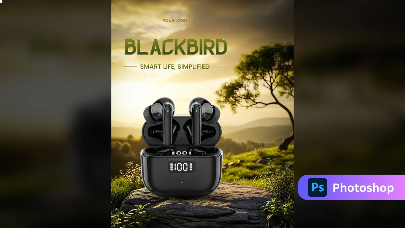 Premium Wireless Earbuds Advertisement Template