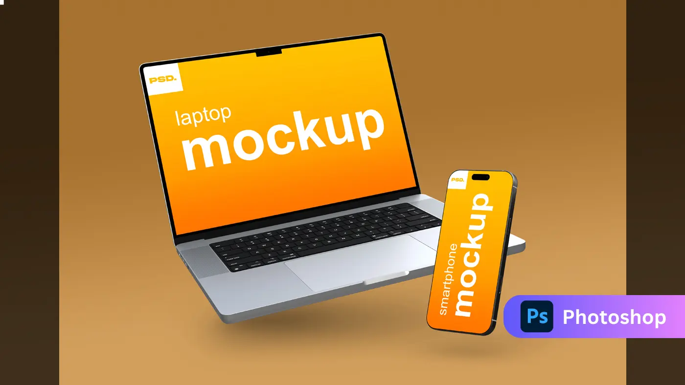 Modern Laptop & Smartphone Mockup PSD Template