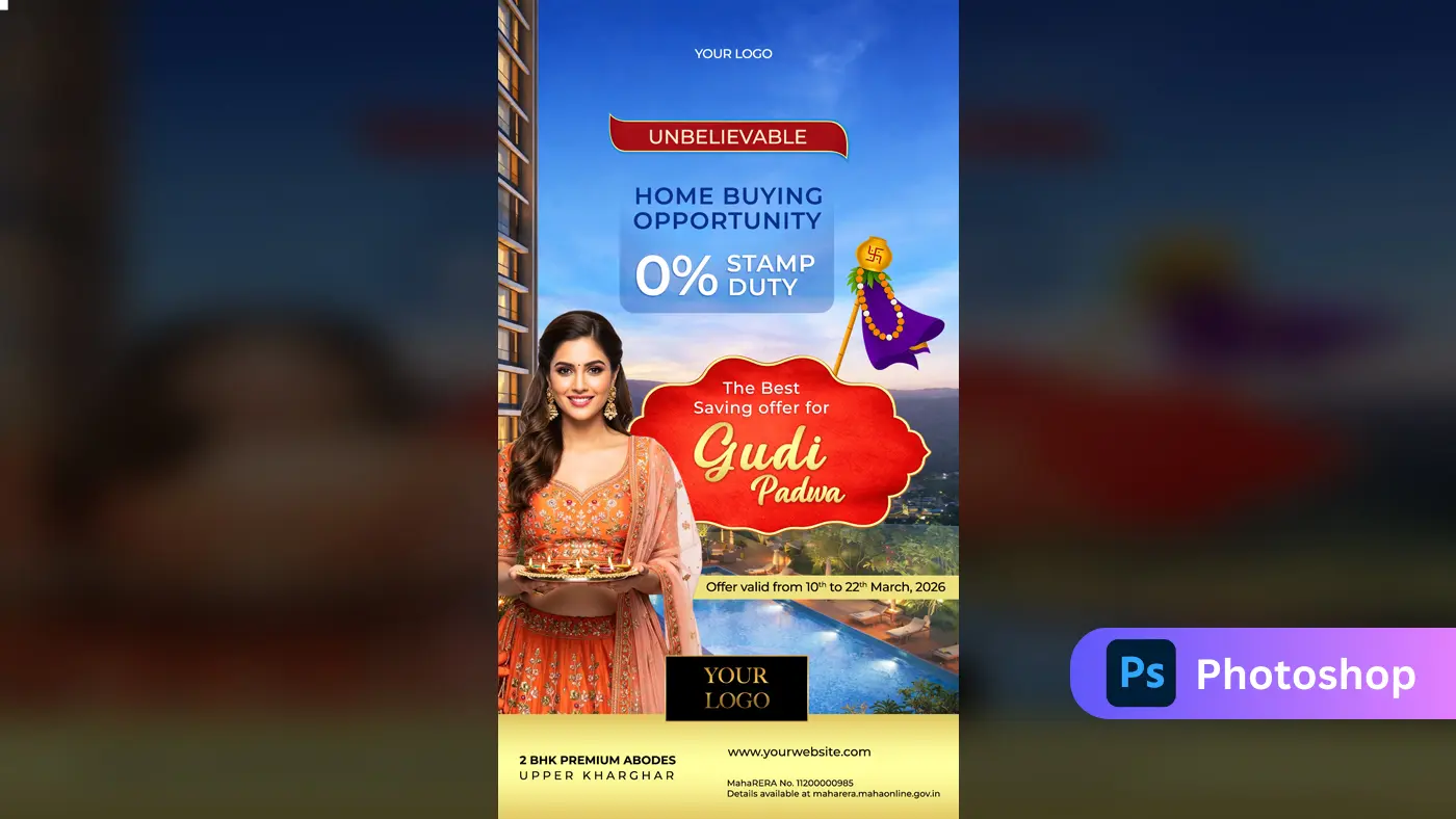 Gudi Padwa Festive Real Estate Ad Template
