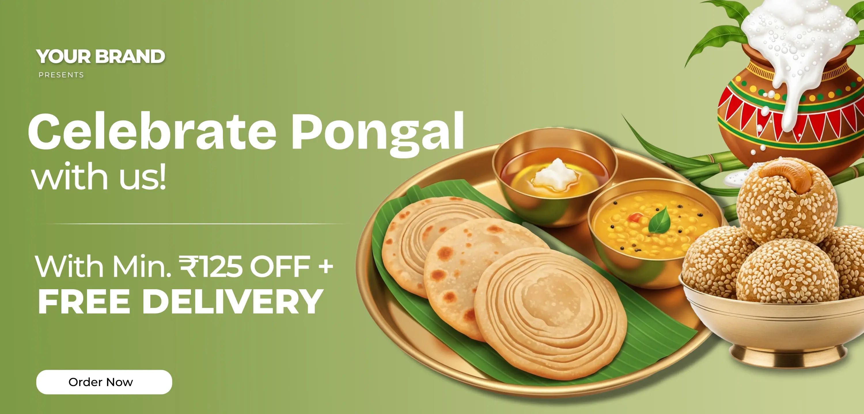 Pongal Festival Food Delivery Banner Template