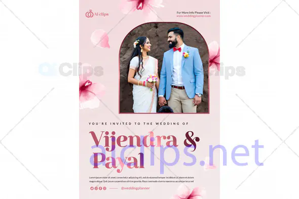 Elegant Wedding Invitation PSD Template