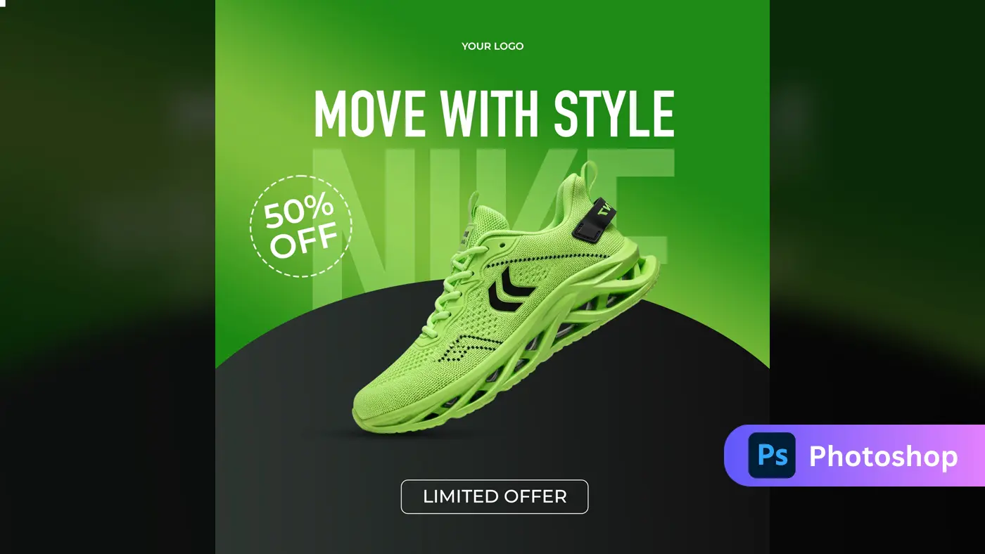 High-Energy Sneaker Ad Post Template