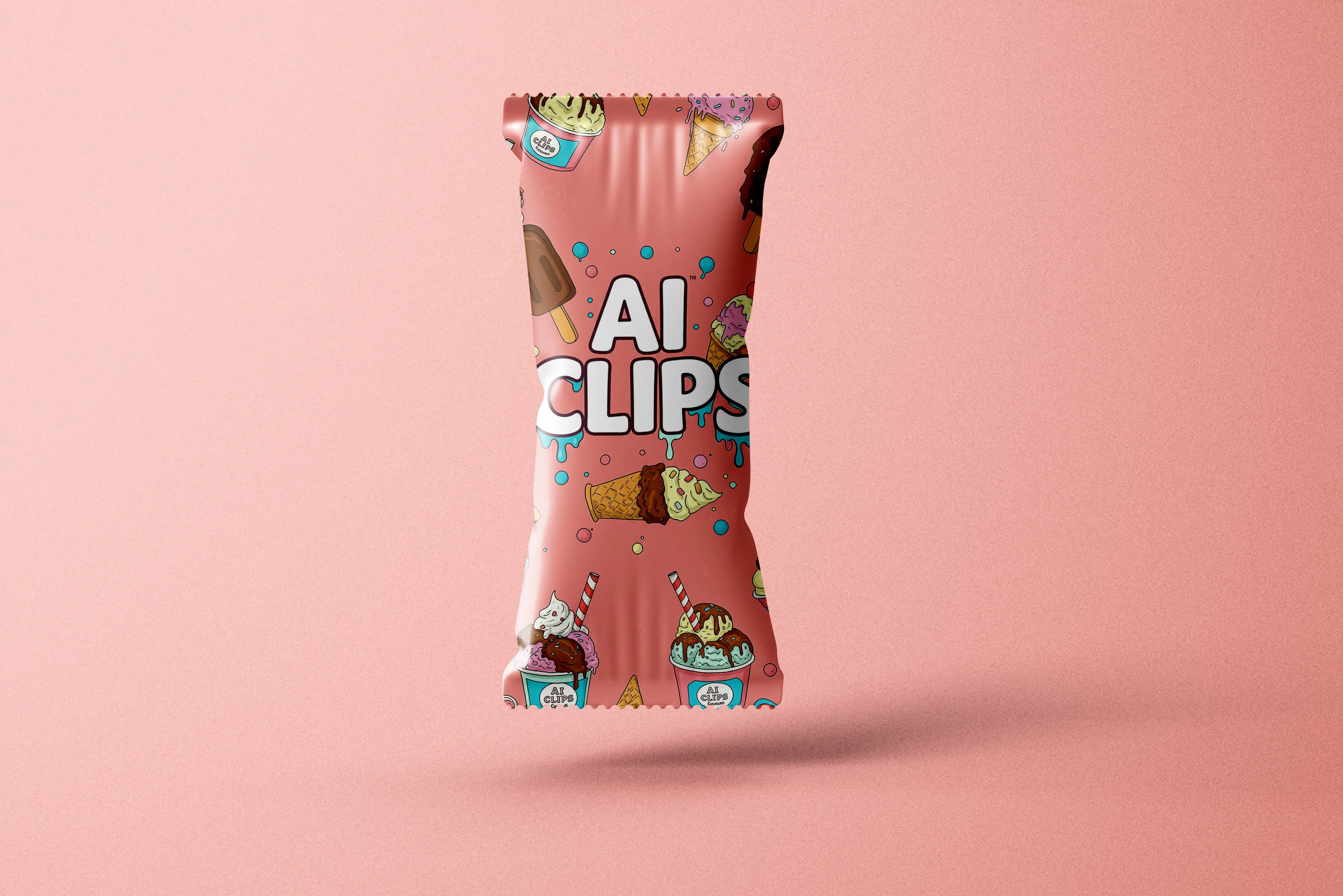 Ice Cream Bar Wrapper Mockup Cartoon Style Packaging