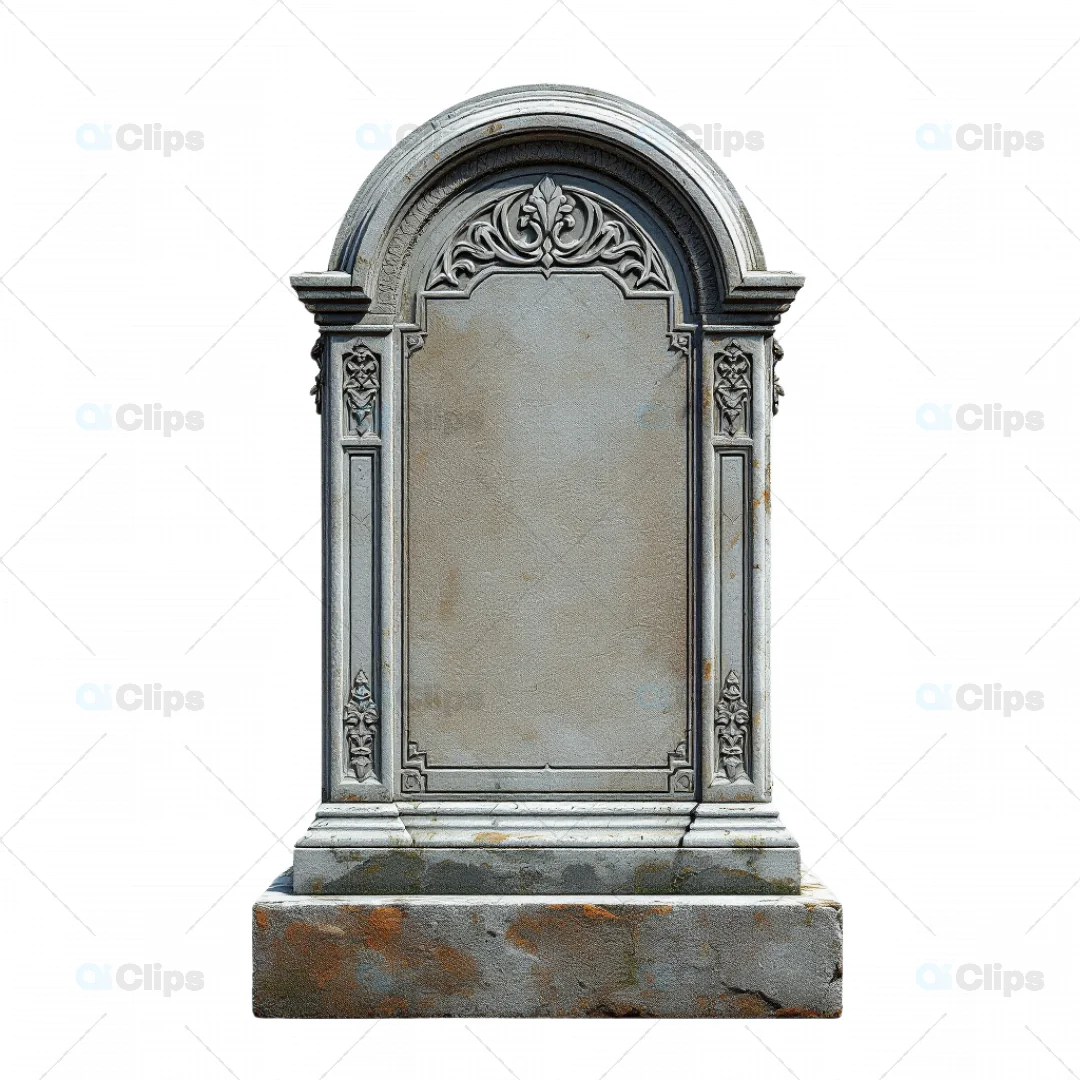 Ornate Vintage Gravestone 3D Model - Weathered Memorial Stone