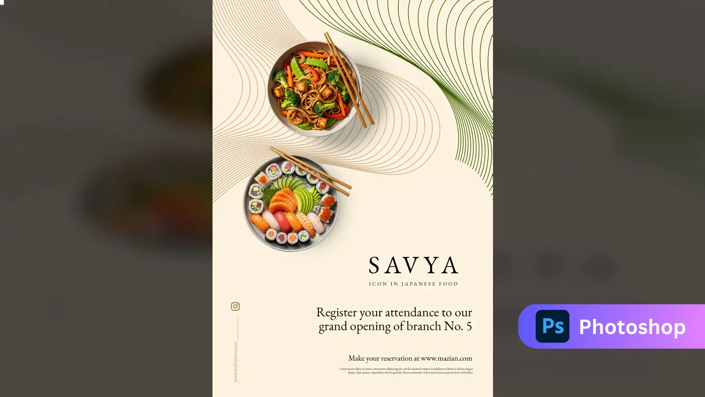 Elegant Japanese Restaurant Grand Opening Template