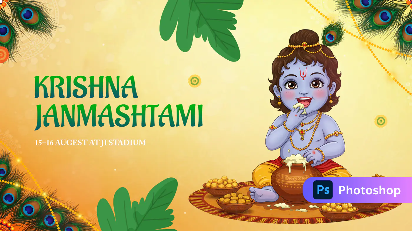Krishna Janmashtami Event Poster Template