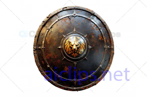 Medieval Lion Shield 3D Model with Battle-Worn Finish